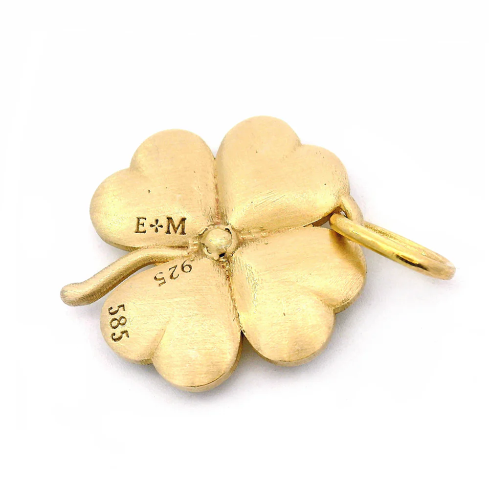 Diamond Four-Leaf Clover Pendant - "Vita Amo La Mia" - Image 2