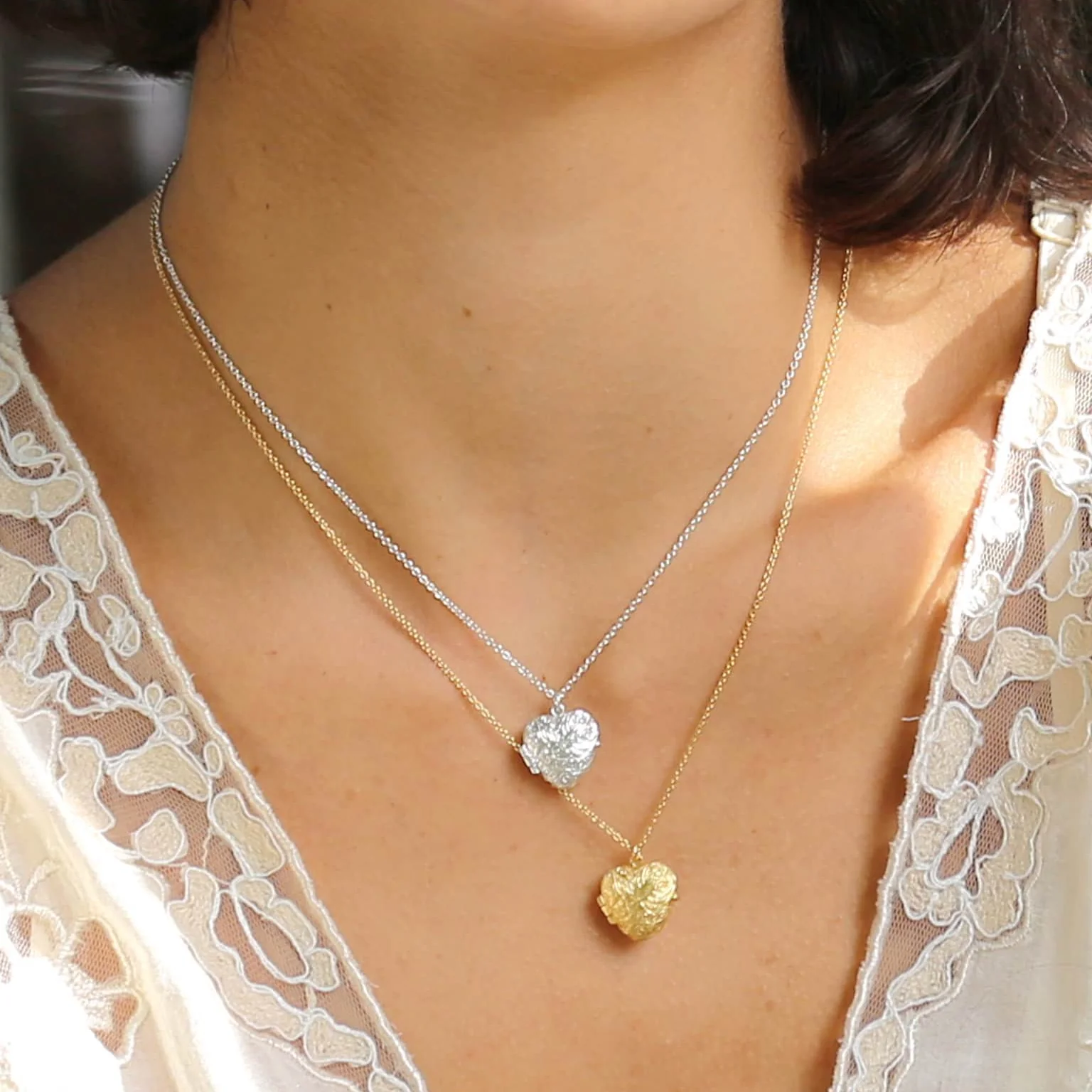Gold Vermeil Heart Locket Necklace - "Victoriana Keepsake" - Image 5