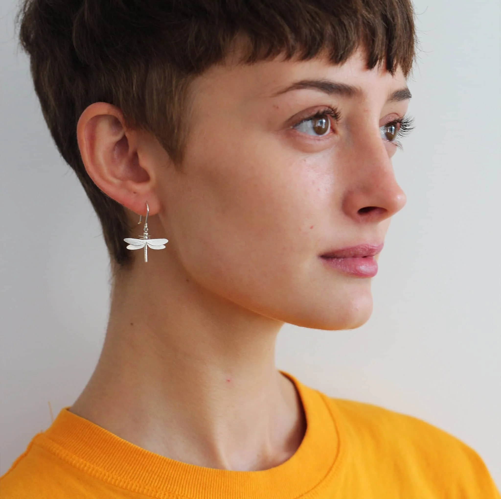 Gold Vermeil Hook Earrings - "Dragonfly" - Image 2