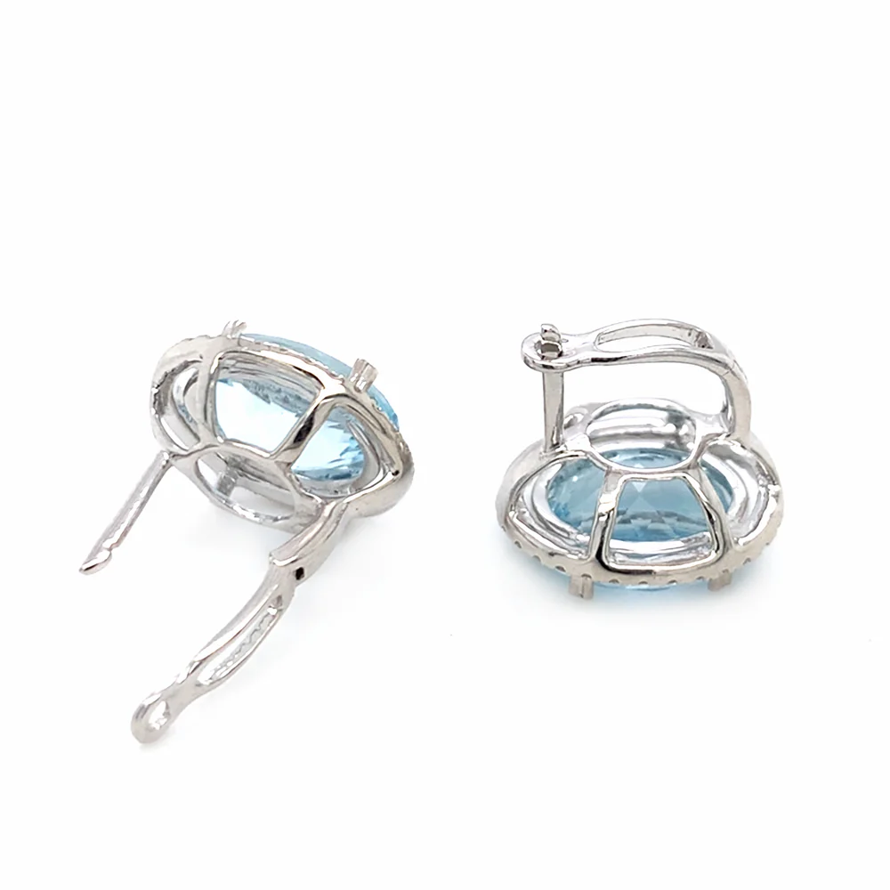 Aquamarine & Diamond Stud Earrings - Image 2