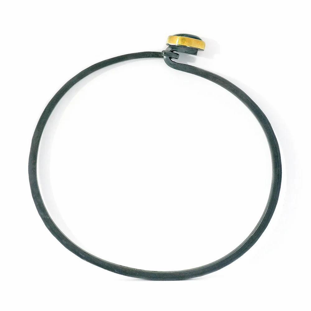Yowah Nut Australian Opal Two-Tone Hook Bracelet - "Earthlight" - Image 4