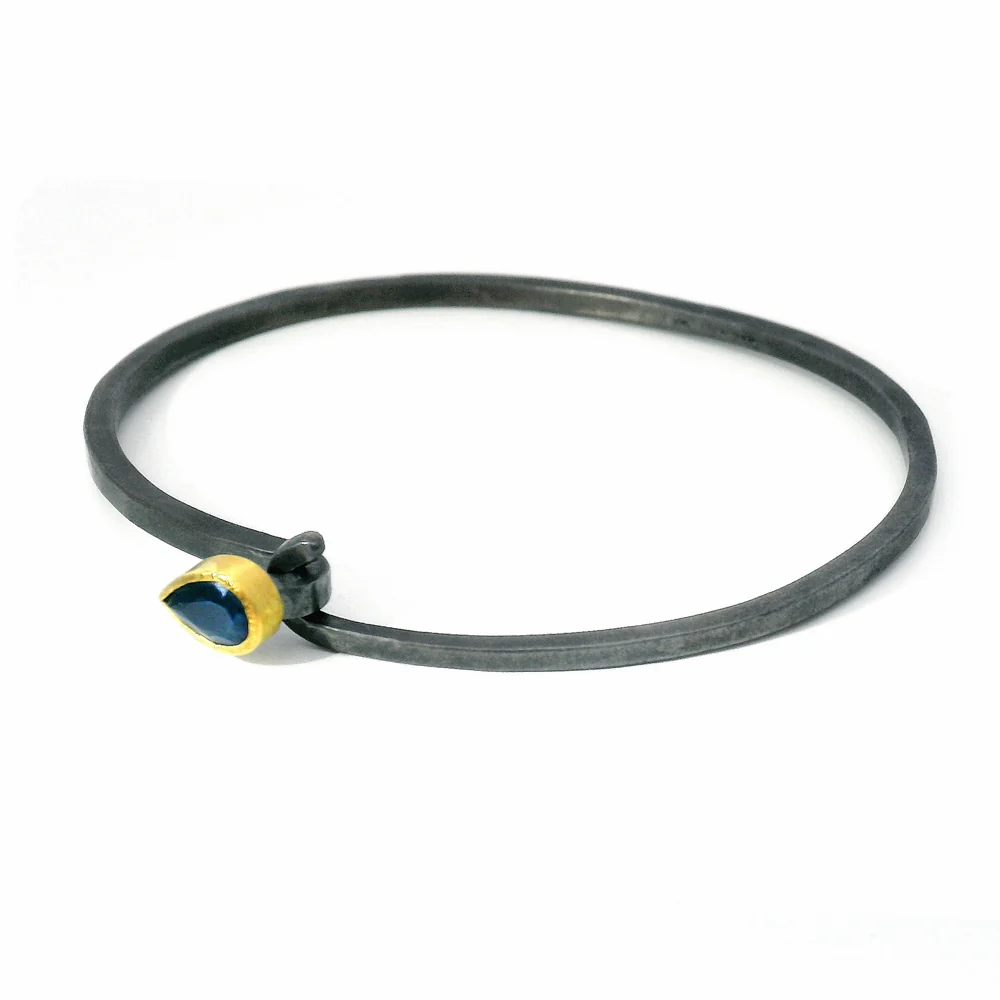 Blue Montana Sapphire Two-Tone Hook Bracelet - "Nightfall" - Image 2