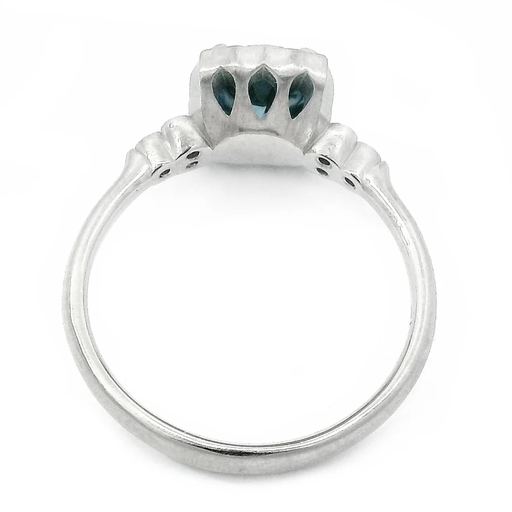 Blue Montana Sapphire & Diamond Ring - "Wavy Luna" - Image 4