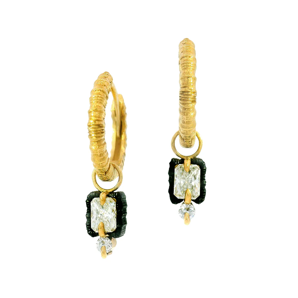 Cobalt Chrome and Gold Earring Charms with Diamonds