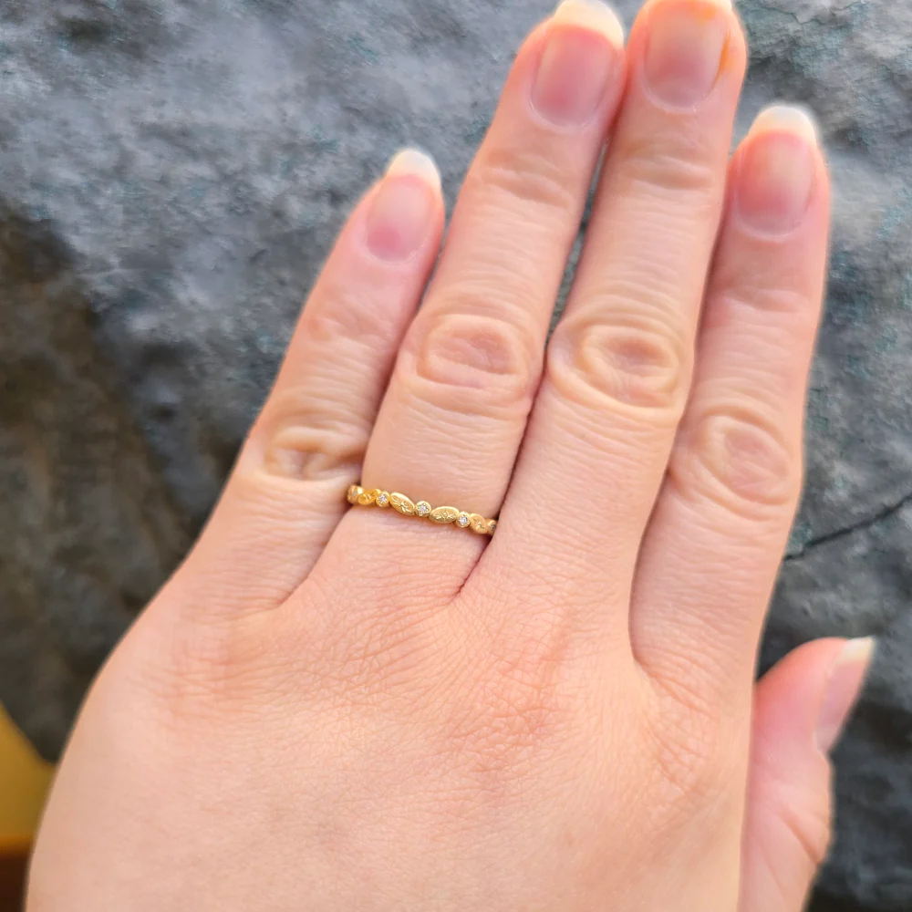 Diamond Oval & Circle Gold Band - "Starstruck" - Image 3