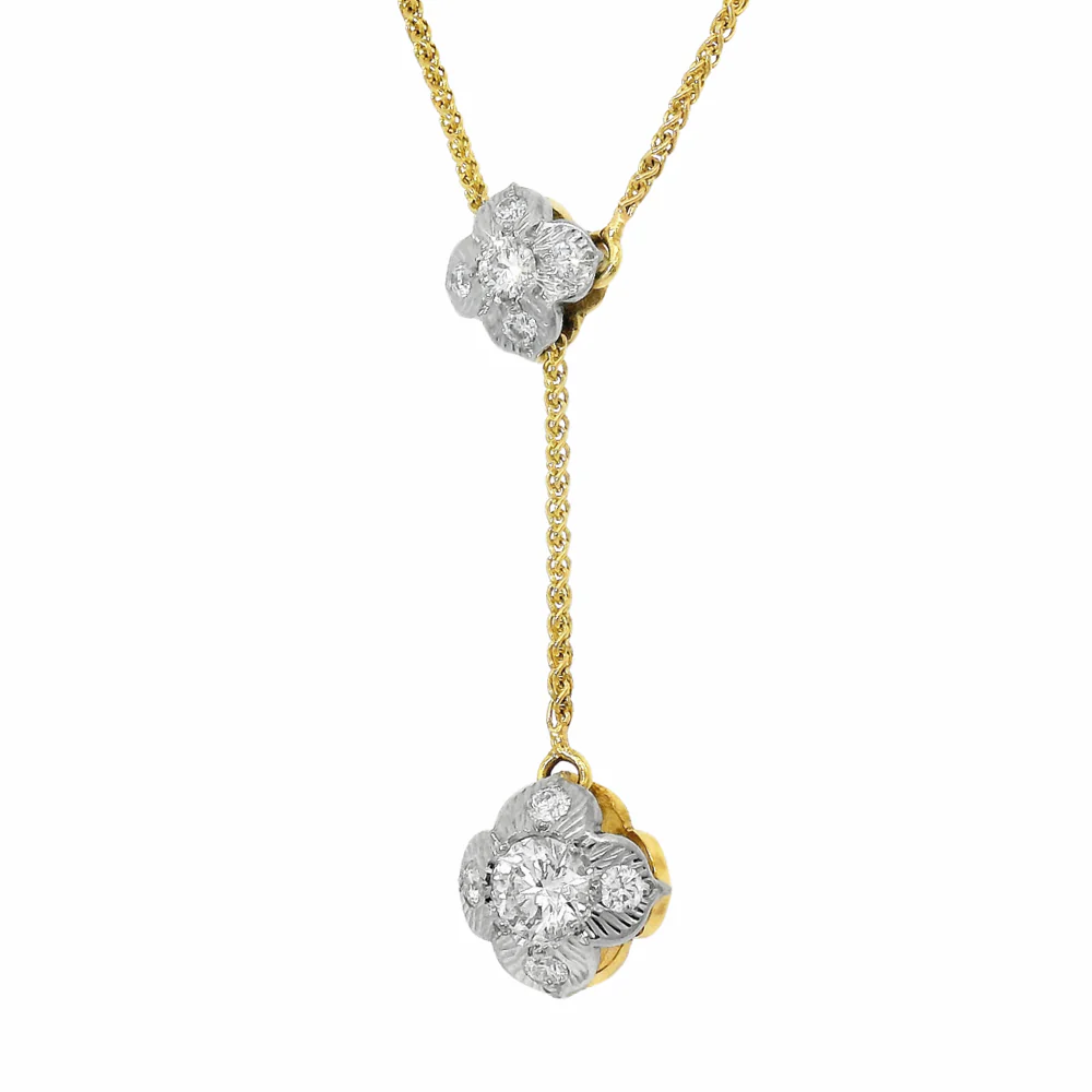 Diamond Two-Tone Reversible Lariat Necklace - "Quadrafolium" - Image 5