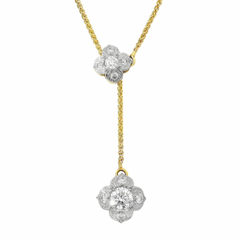 Diamond Two-Tone Reversible Lariat Necklace - "Quadrafolium" - Image 6