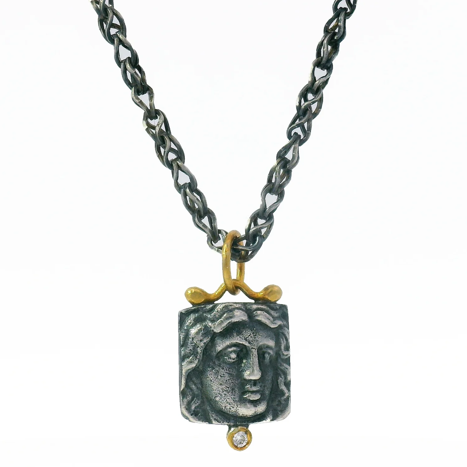 Diamond, Silver & Gold Pendant - "Apollo" - Image 3