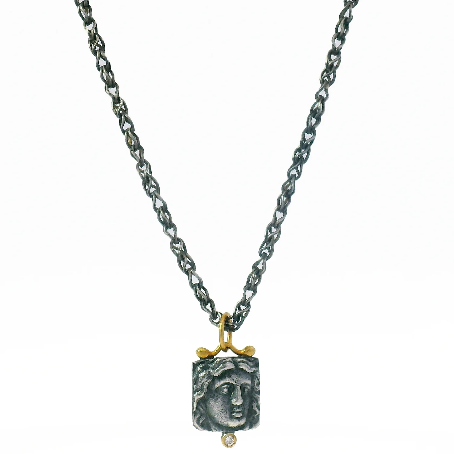 Diamond, Silver & Gold Pendant - "Apollo" - Image 6