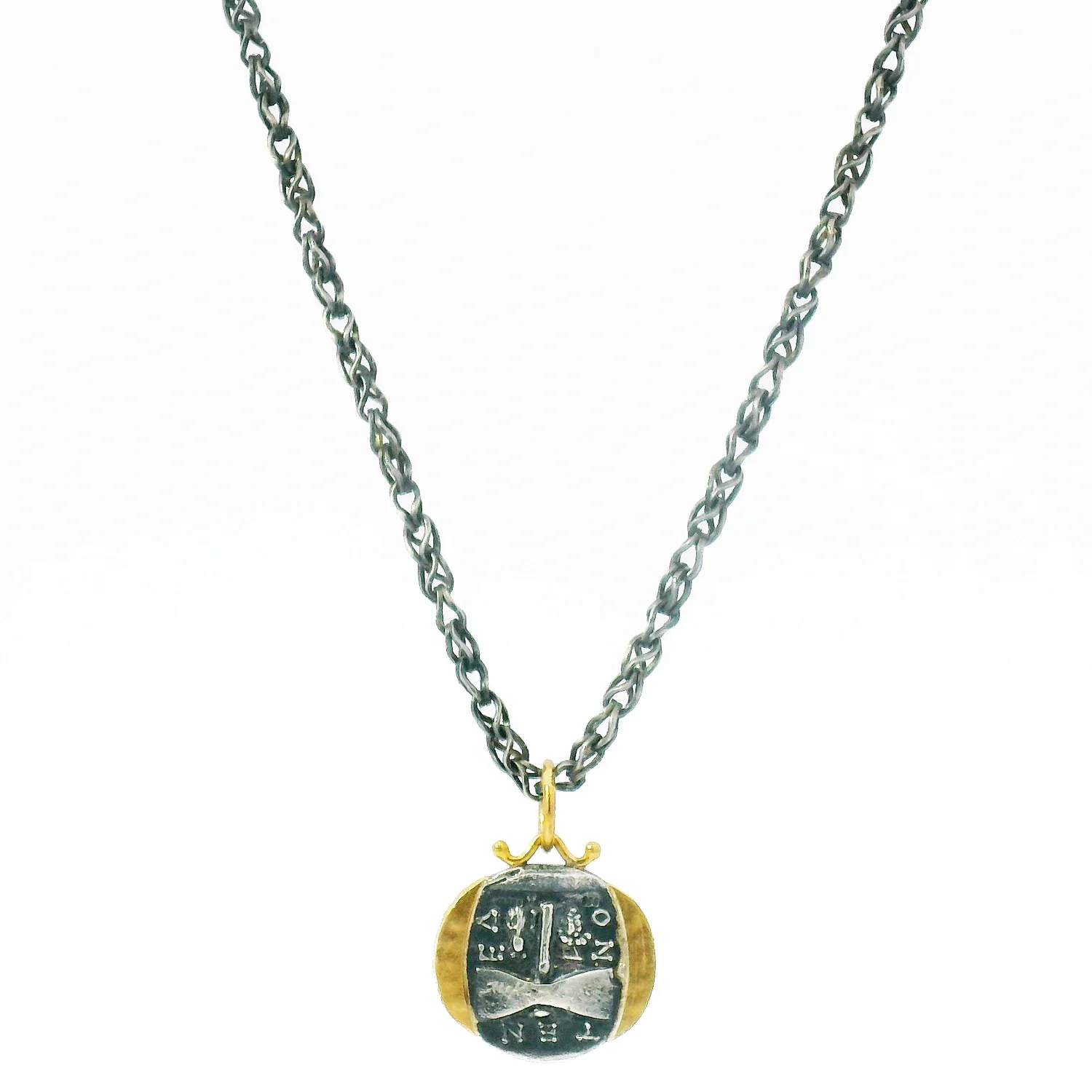 Diamond, Silver & Yellow Gold Janus Pendant - "The Beginning & The End" - Image 6