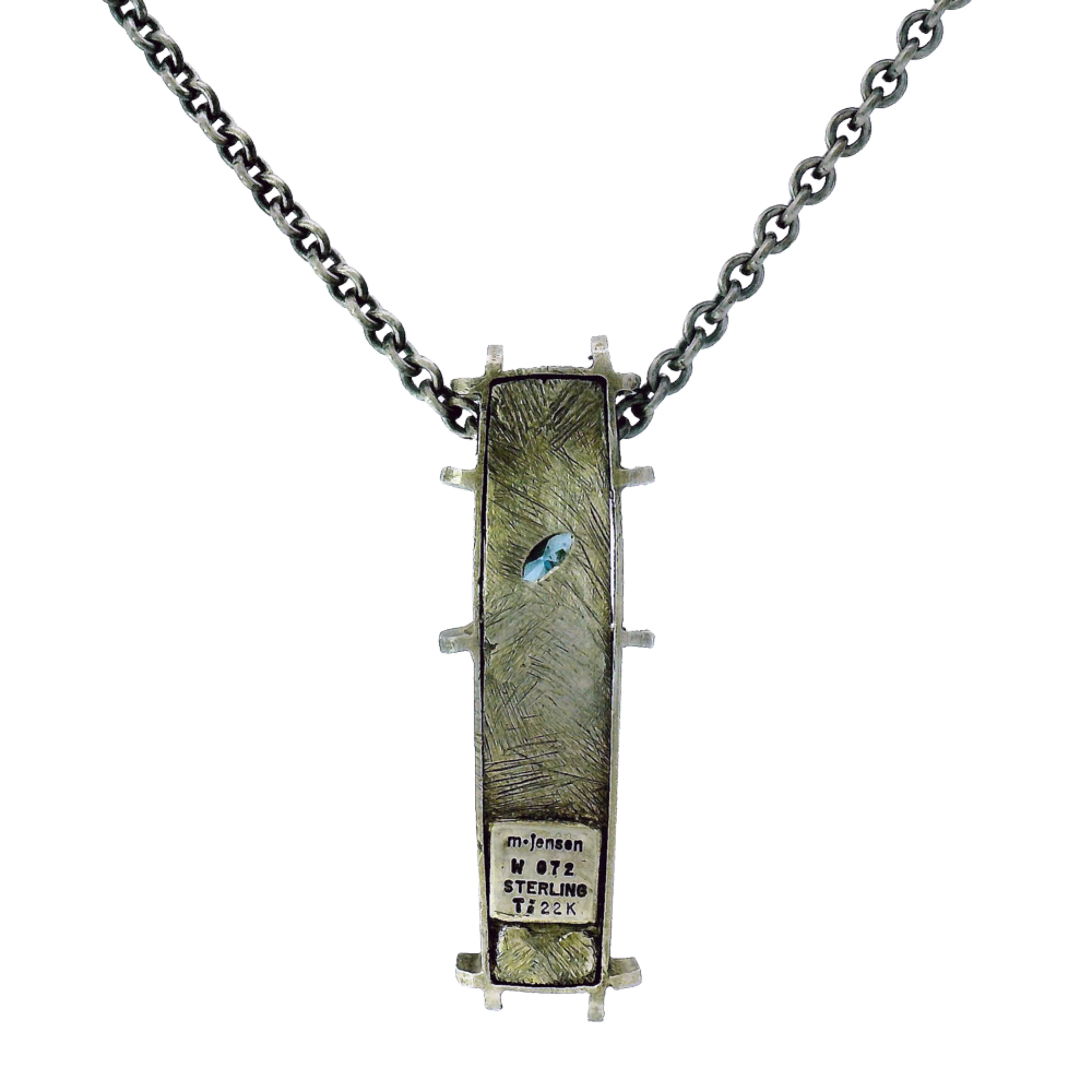 Diamond, Sterling Silver, & Gold Enamel Necklace - "3 Box" - Image 5