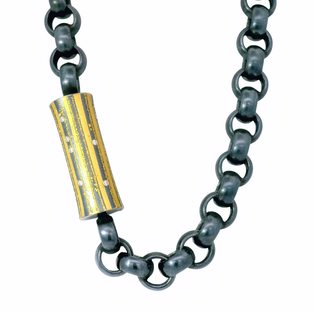 Diamond, Sterling Silver & Gold Vario Pendant - "Lode"