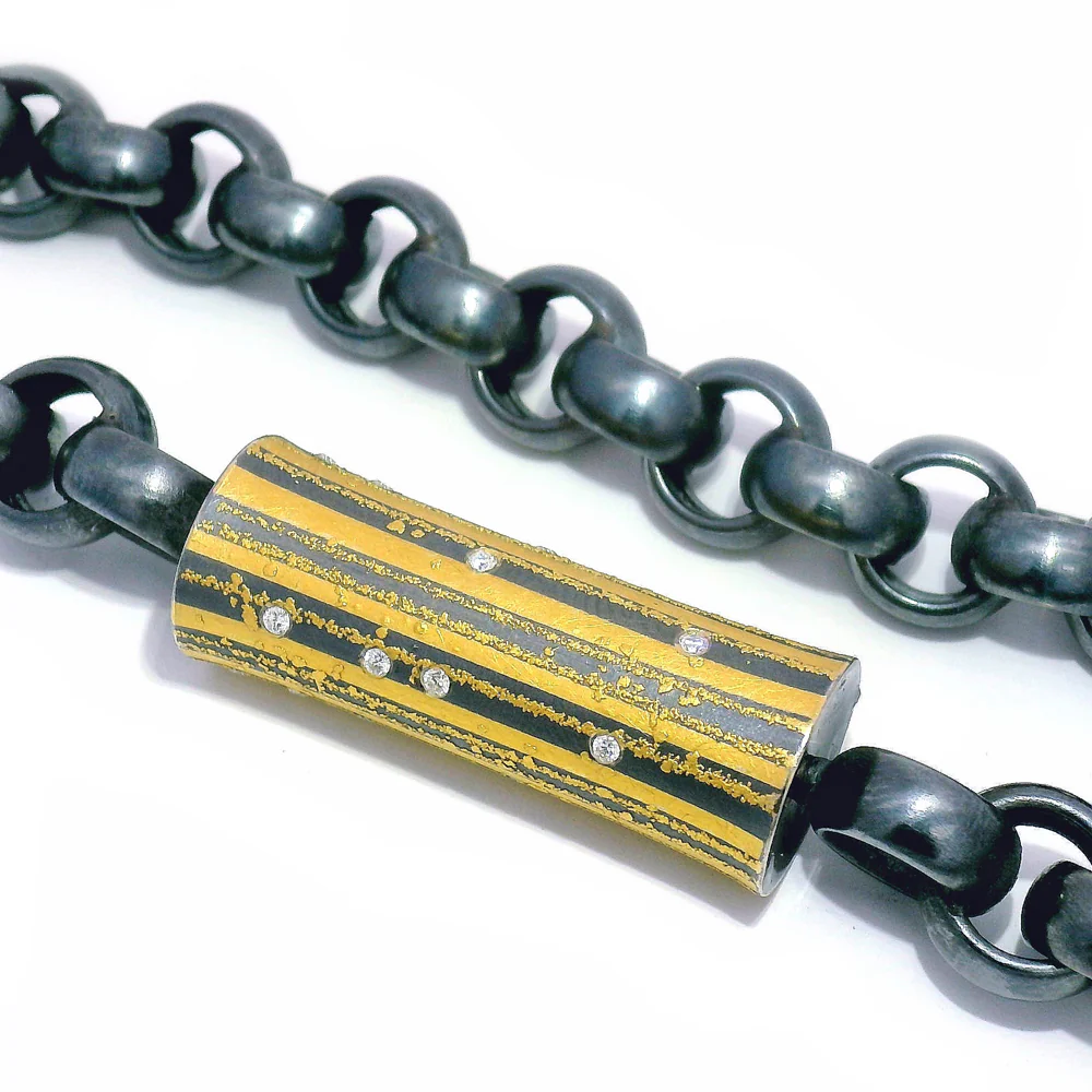 Diamond, Sterling Silver & Gold Vario Pendant - "Lode" - Image 4