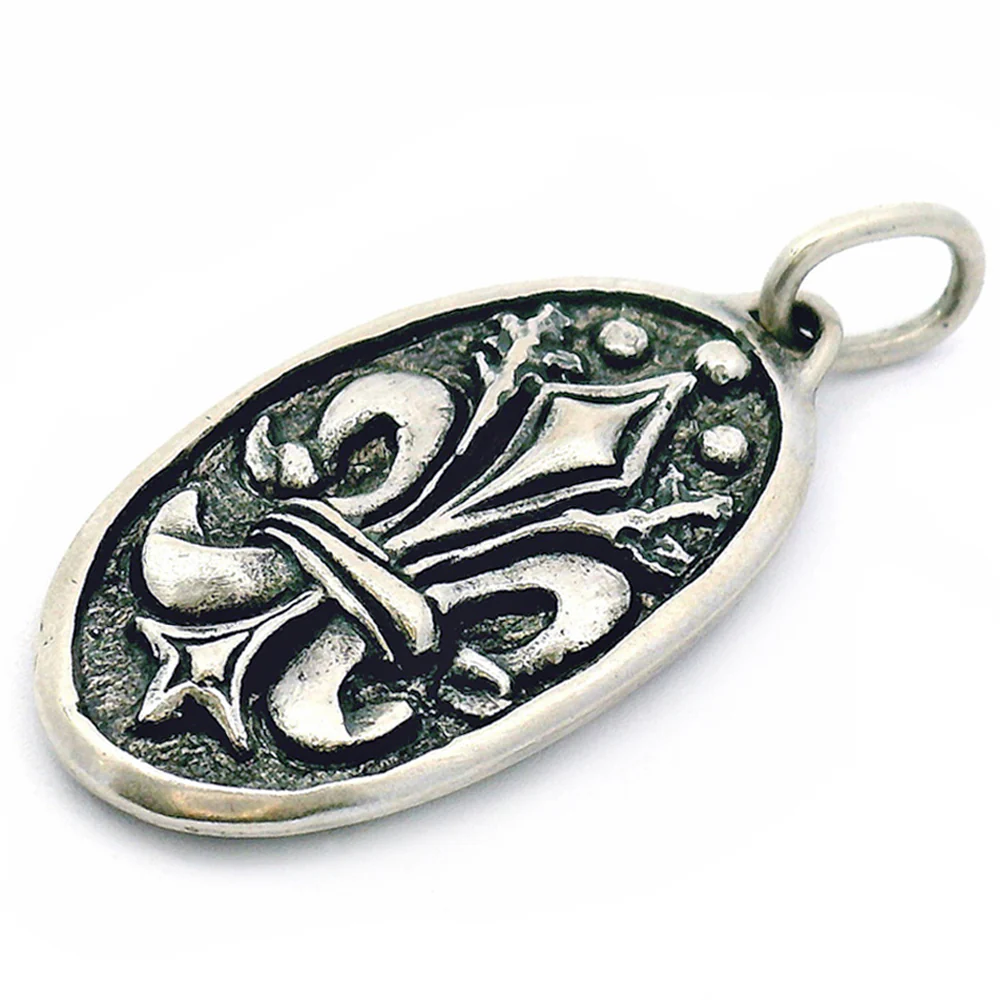 Fleur de Lis & Diamond Oval Pendant - "North Star" - Image 2
