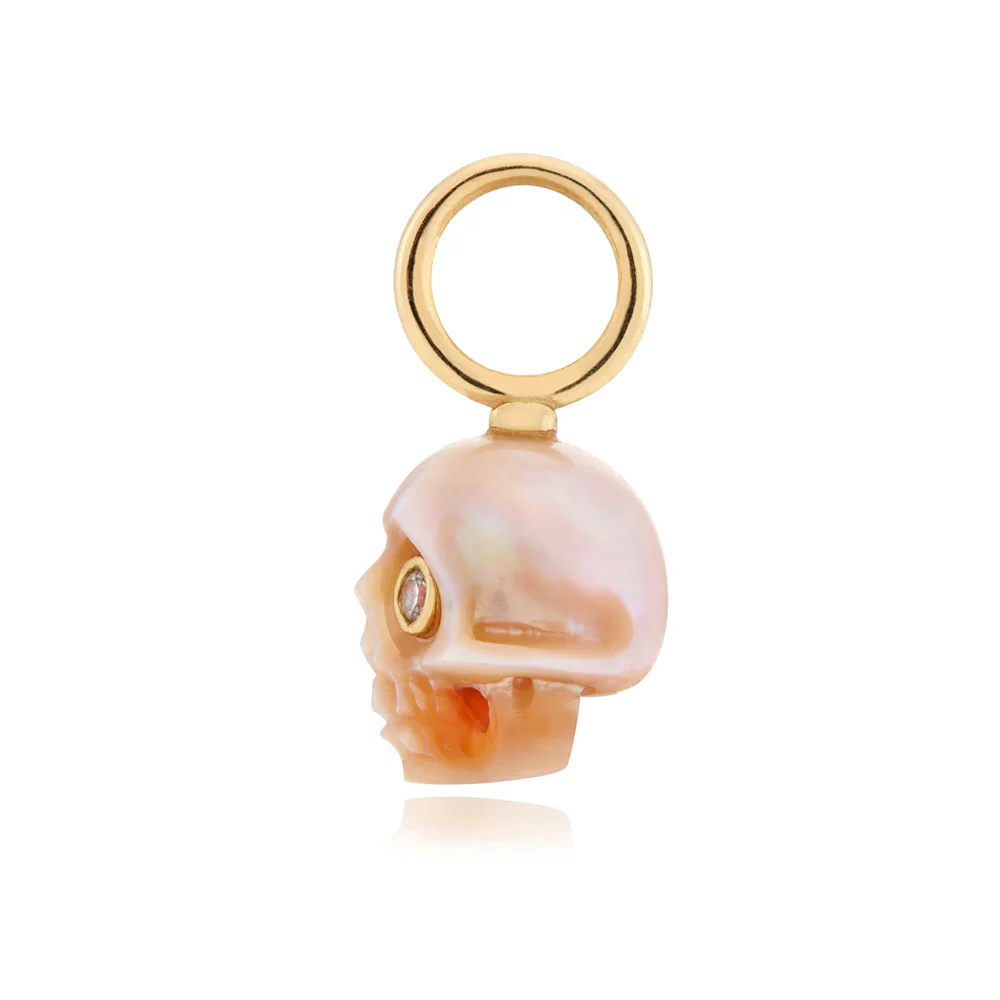 Hand-Carved Freshwater Pearl Pendant "Skull" - Image 2