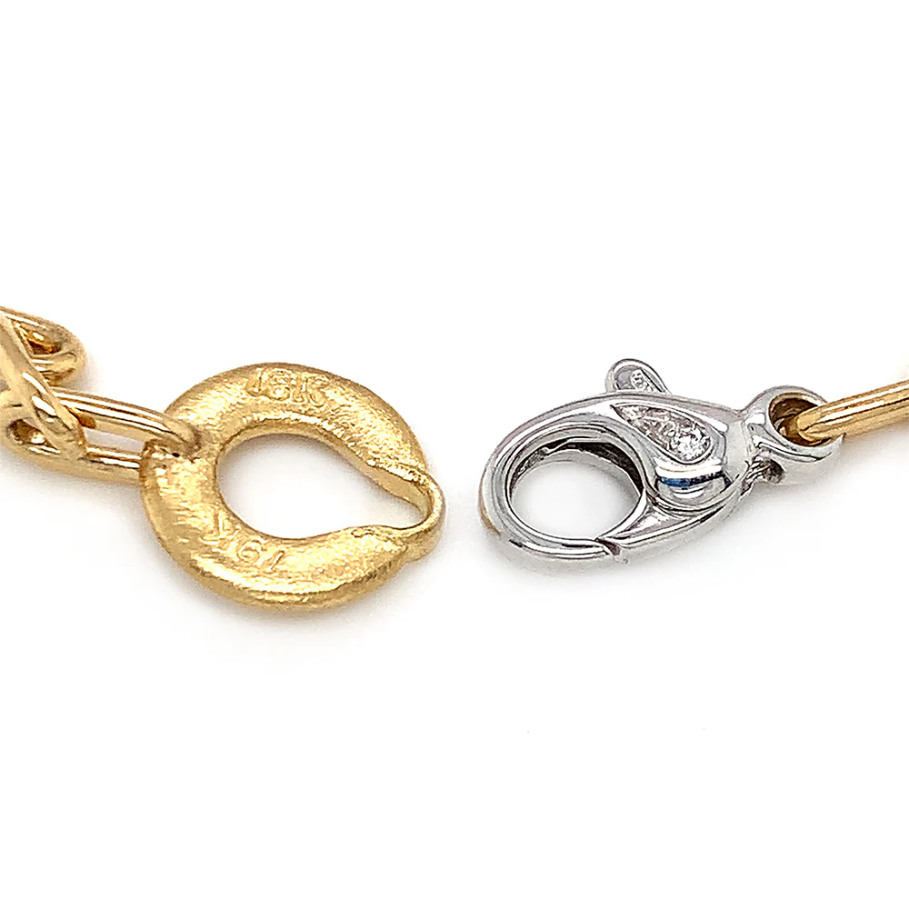 Gold & Platinum Diamond Link Bracelet - "Southern Oak Leaf" - Image 4