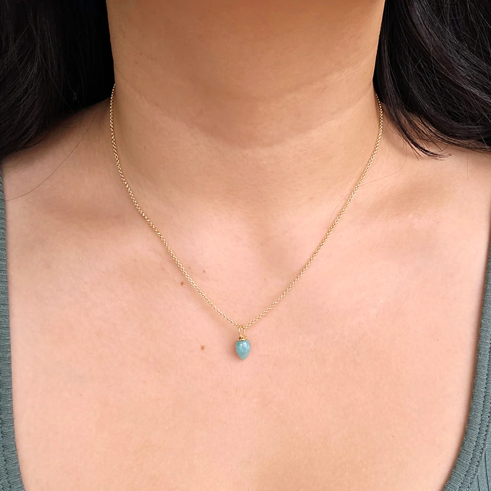Gold Vermeil Amazonite Necklace - "Pendulum" - Image 2