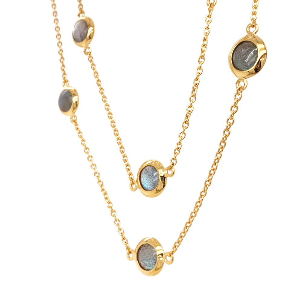 Gold Vermeil & Labradorite Station Necklace - Image 3