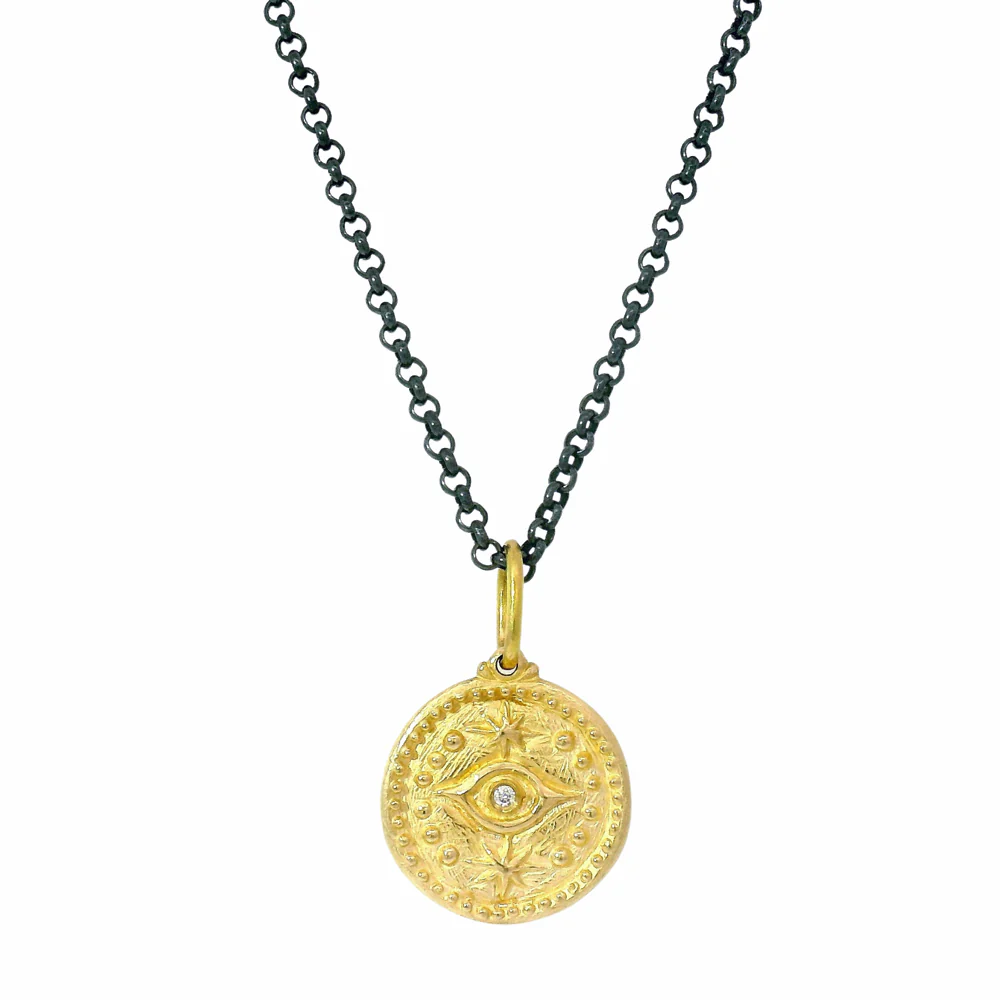 14K Gold Hamsa Hand & Evil Eye Pendant- "Gaze of Protection" - Image 4