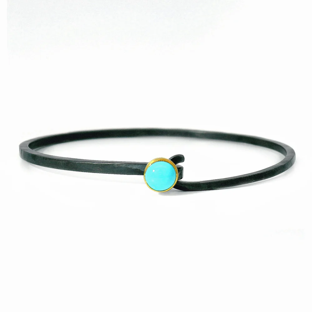 Sleeping Beauty Turquoise Two-Tone Hook Bracelet - "Skyfall"