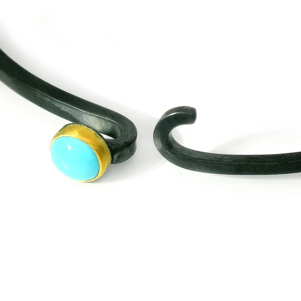 Sleeping Beauty Turquoise Two-Tone Hook Bracelet - "Skyfall" - Image 2