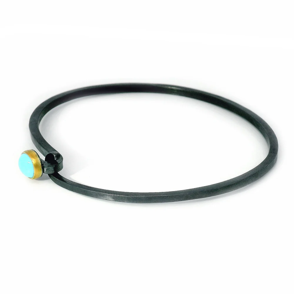 Sleeping Beauty Turquoise Two-Tone Hook Bracelet - "Skyfall" - Image 3