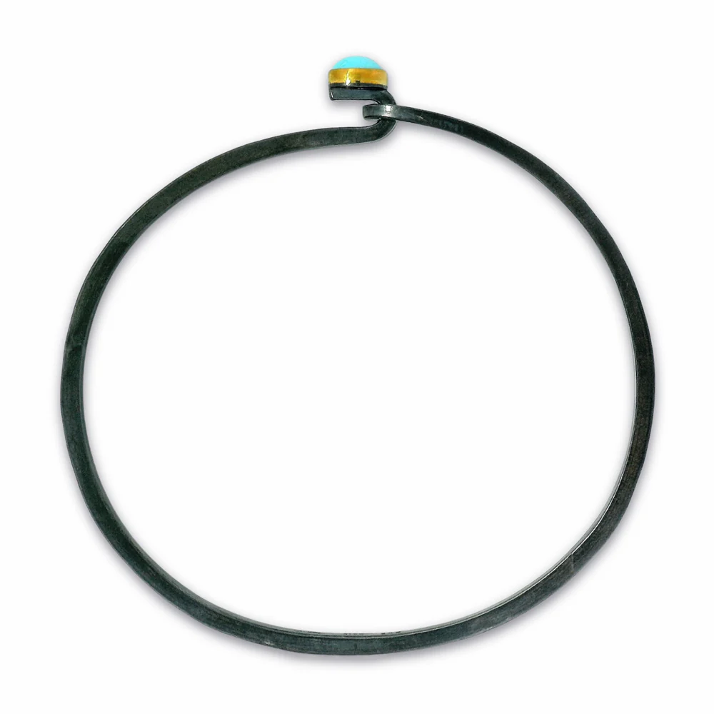 Sleeping Beauty Turquoise Two-Tone Hook Bracelet - "Skyfall" - Image 4