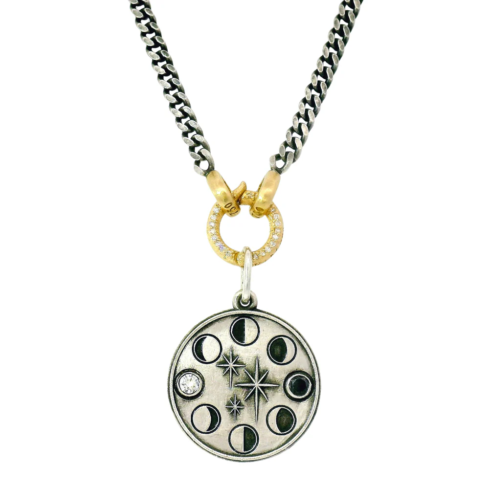 Sterling Silver & Diamond Pendant - "Moon Phases" - Image 3