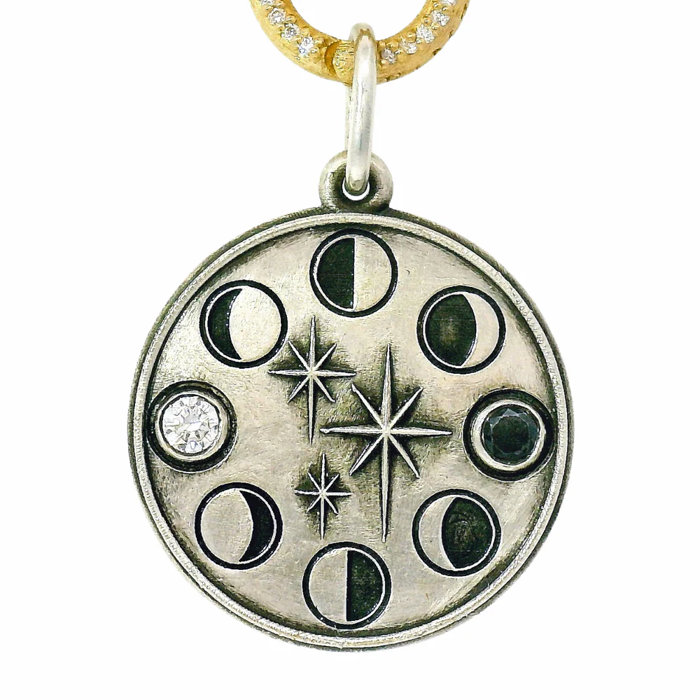 Sterling Silver & Diamond Pendant - "Moon Phases" - Image 4
