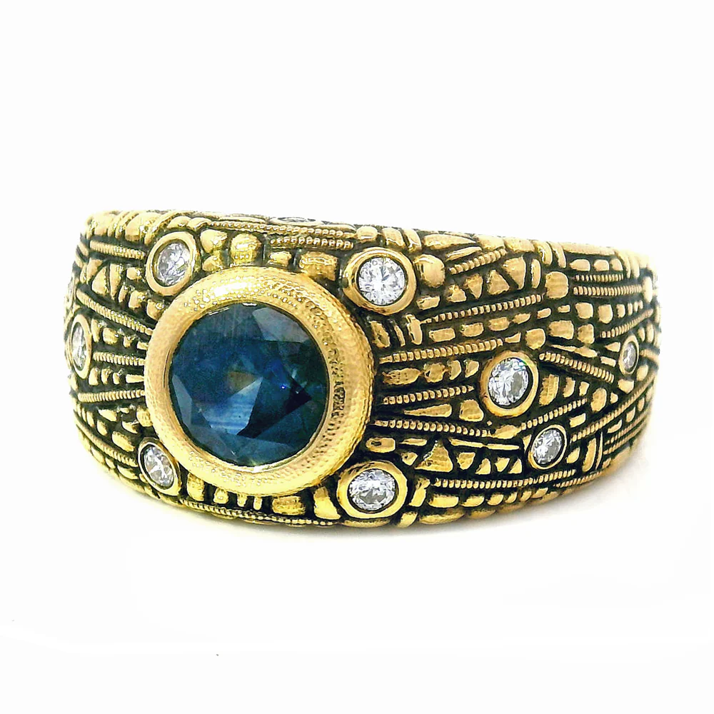 Montana Sapphire & Diamond Ring - "Starburst" - Image 3