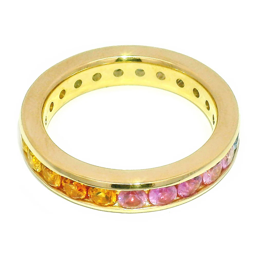 Montana Sapphire Eternity Band - "Rainbow Bright" - Image 4