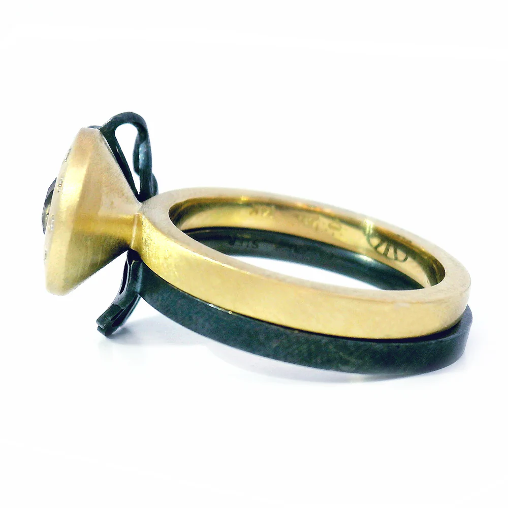 Montana Sapphire Origami Ring Set- "Halo Duet" - Image 5