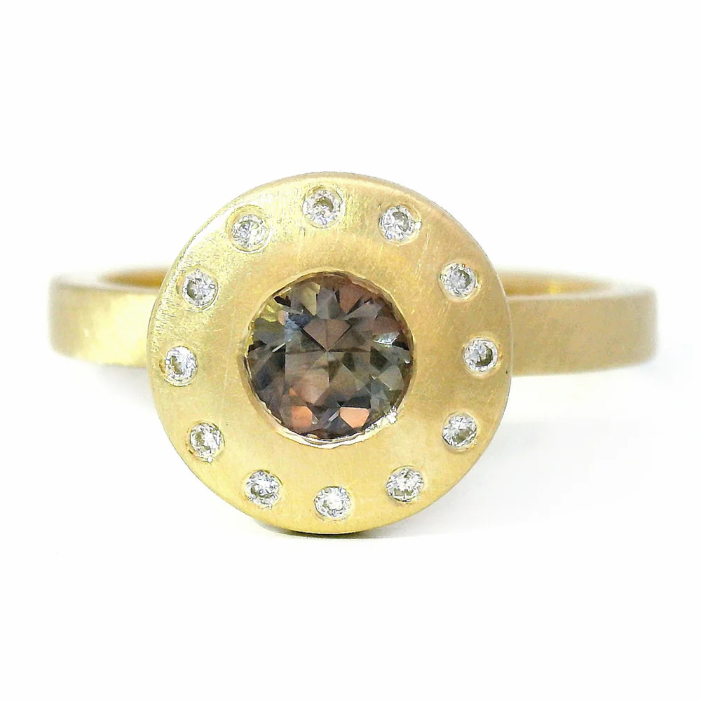 Montana Sapphire Origami Ring Set- "Halo Duet" - Image 6
