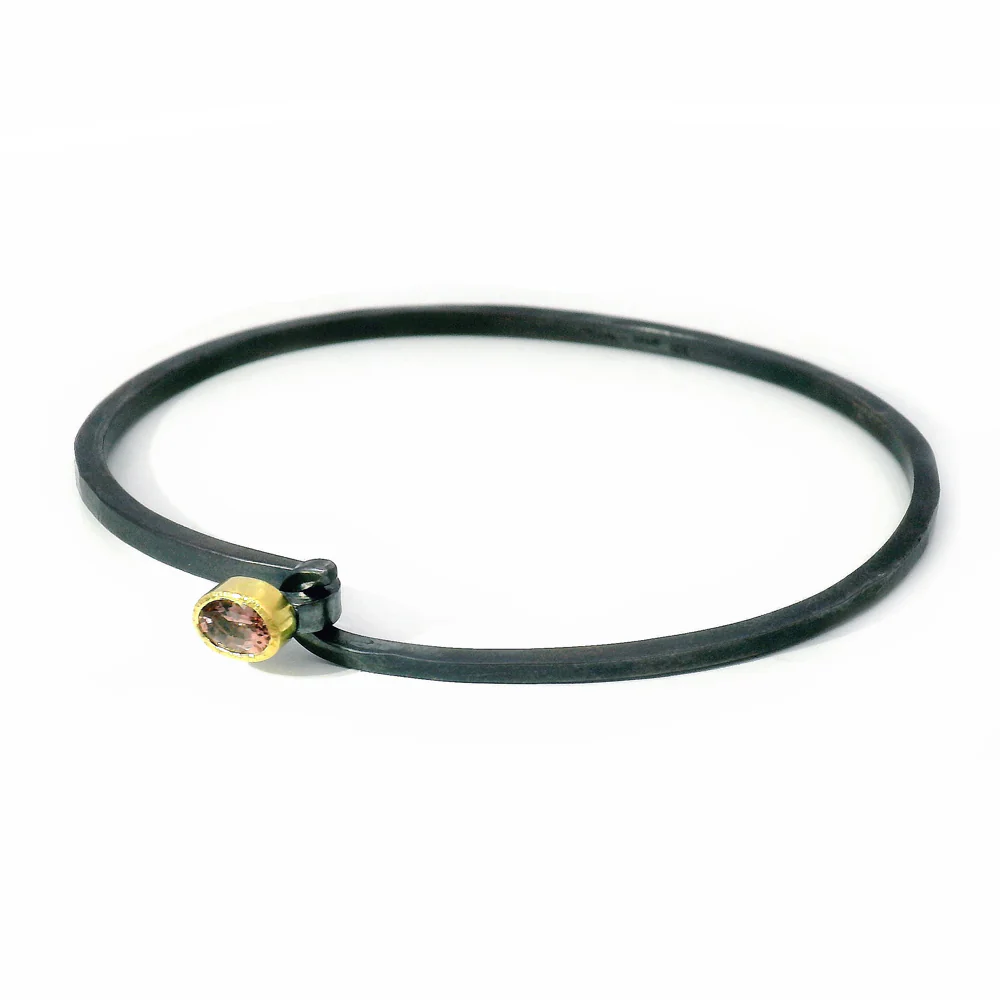 Pink Montana Sapphire Two-Tone Hook Bracelet - "Roselight" - Image 3