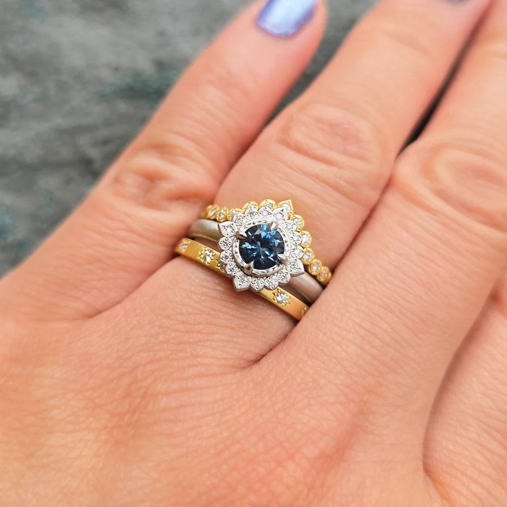 Montana Sapphire Platinum Ring "Flame" - Image 8