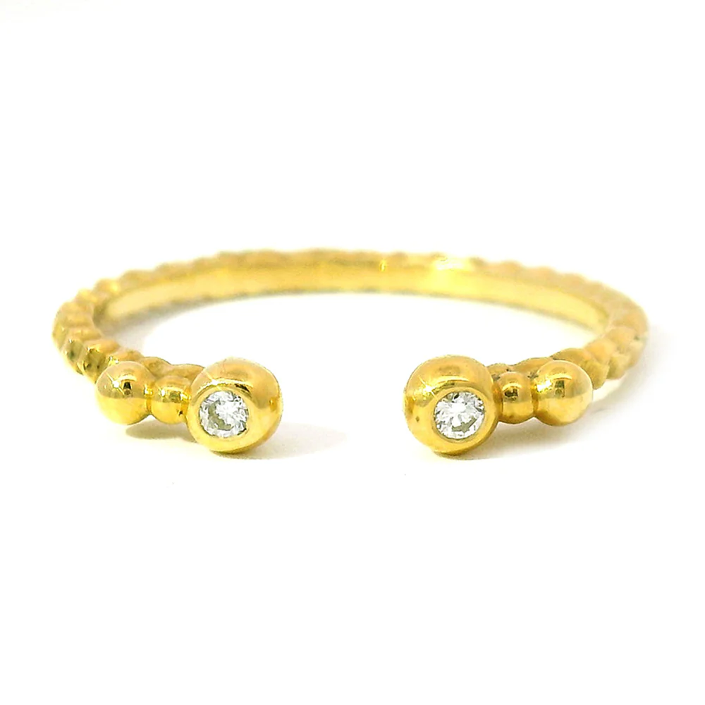 Narrow Opening Yellow Gold Ring Jacket with Diamonds - "Dragon Scale"