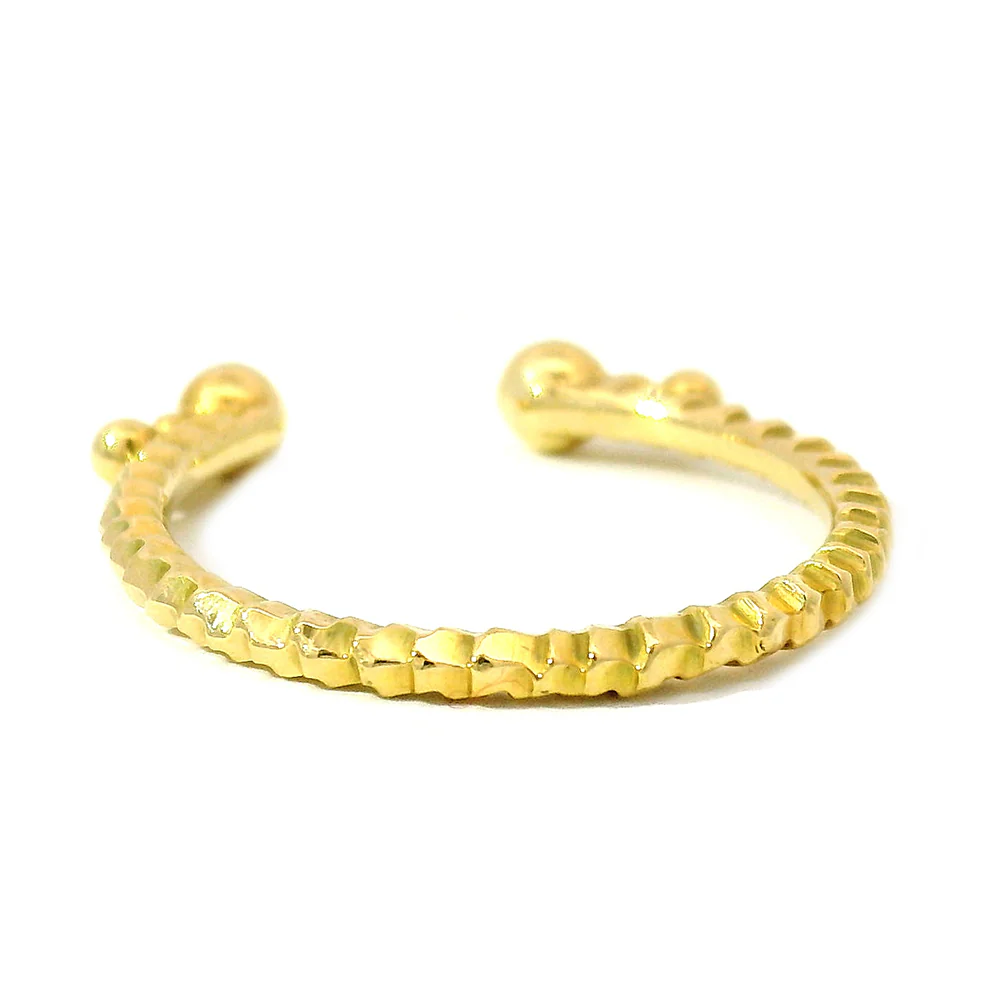 Wide Opening Yellow Gold Ring Jacket with Diamonds - "Dragon Scale" - Image 3