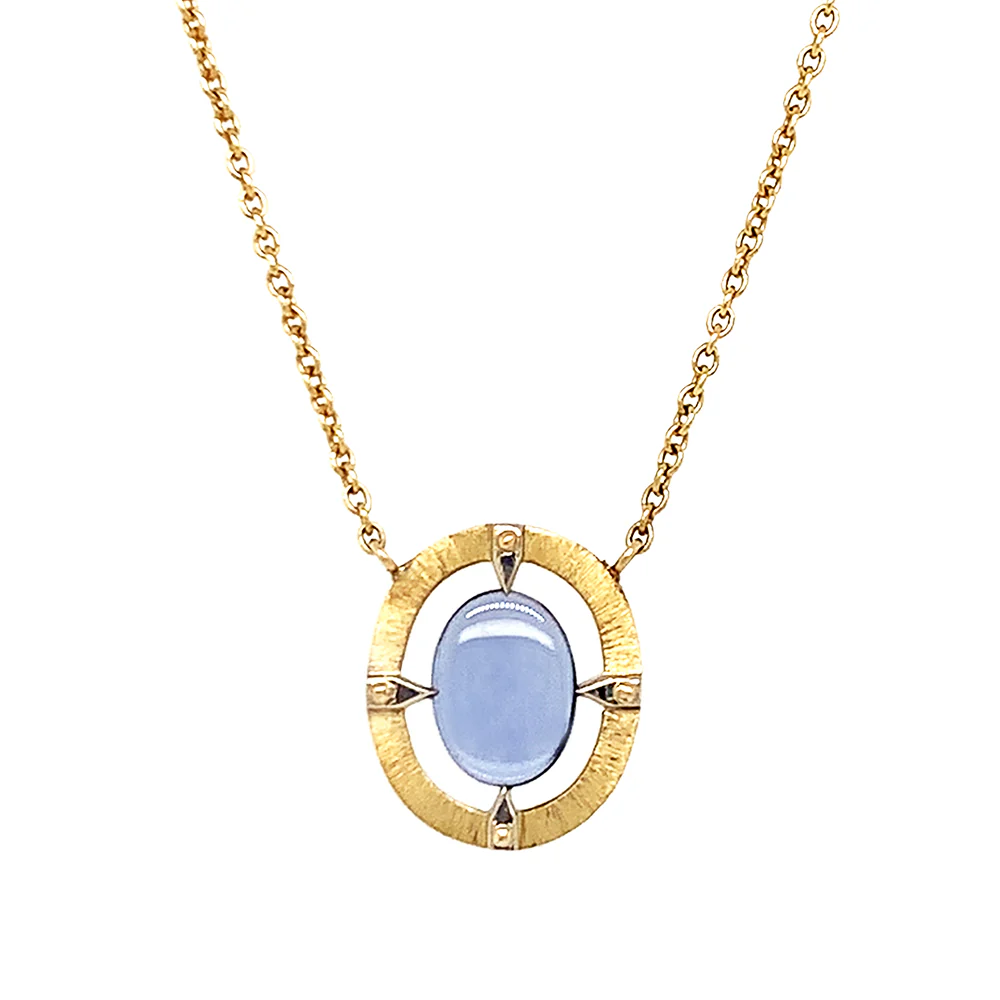 One-of-a-Kind Yogo Sapphire Two Tone Gold Necklace - "Floating Majesty" - Image 3