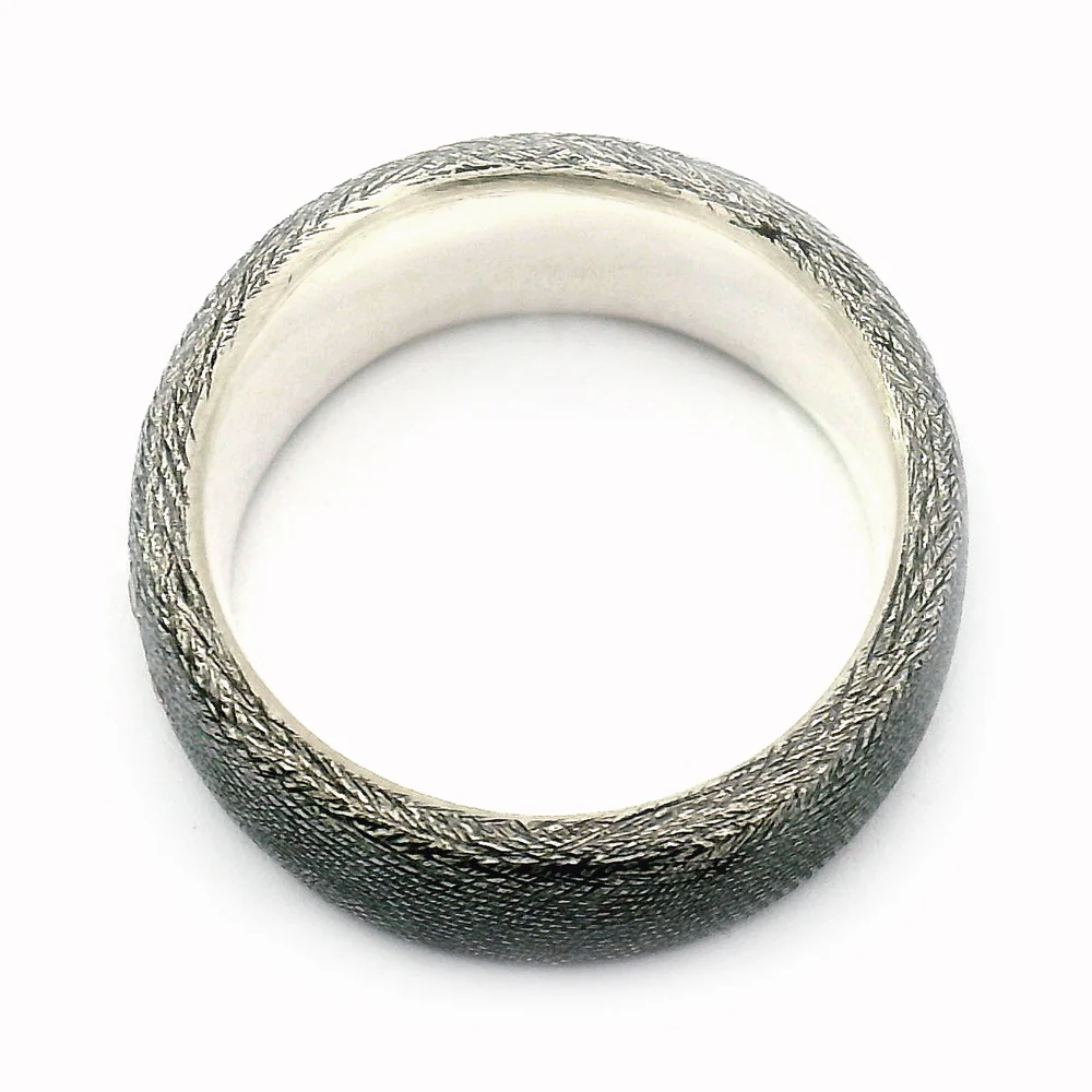 Oxidized Silver Champagne Diamond Cigar Ring "Gypsy" - Image 4