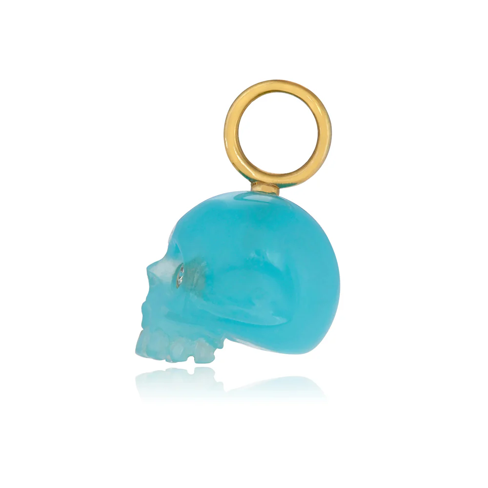 Pacific Blue Chalcedony Skull Pendant - Image 3