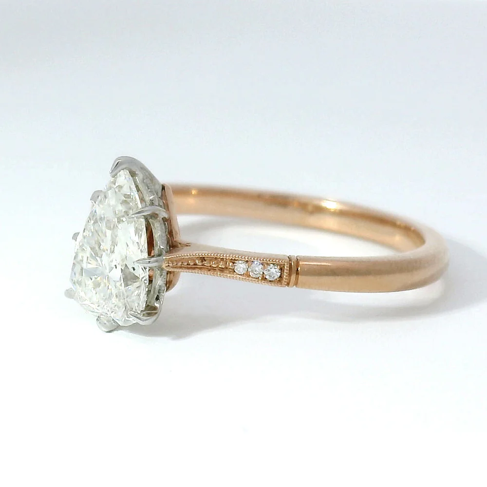 Pear-Shaped Diamond Engagement Ring - "Margot" - Image 2