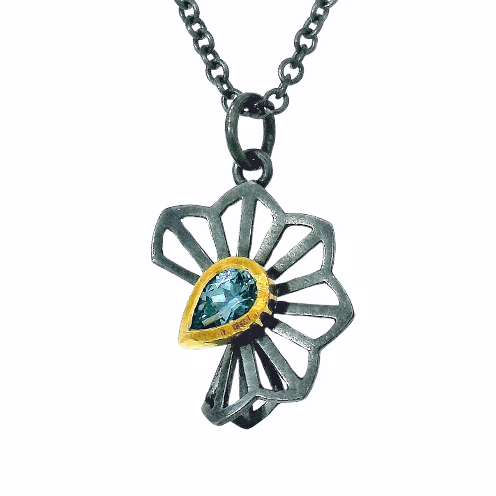 Pear Shaped Montana Sapphire Necklace - "Blue Hyacinth" - Image 2