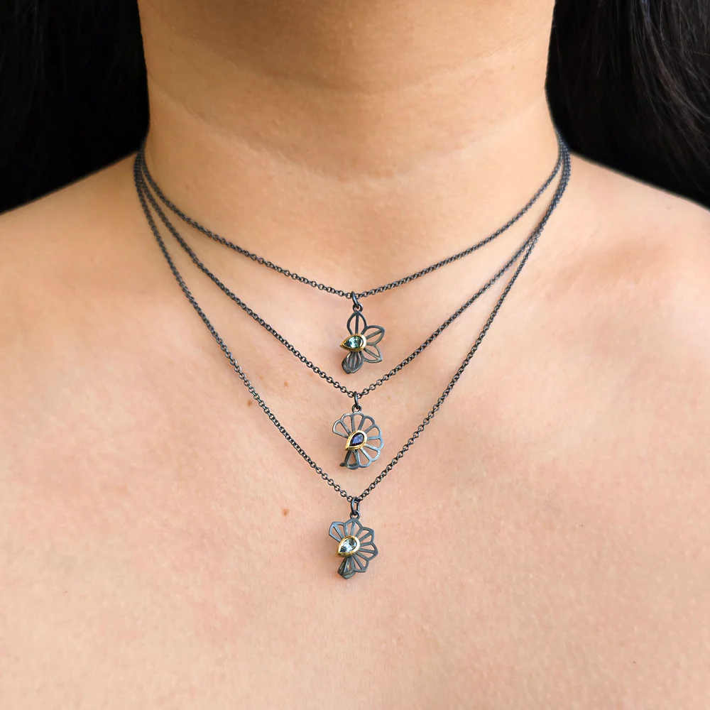 Pear Shaped Montana Sapphire Necklace - "Blue Hyacinth" - Image 5
