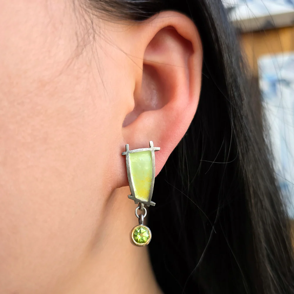 Peridot Drop Earrings "Shoji Stud" - Image 2