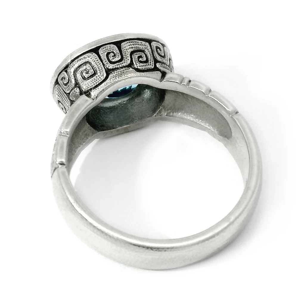 Platinum & Aquamarine Bezel Ring - "J's Garden" - Image 6