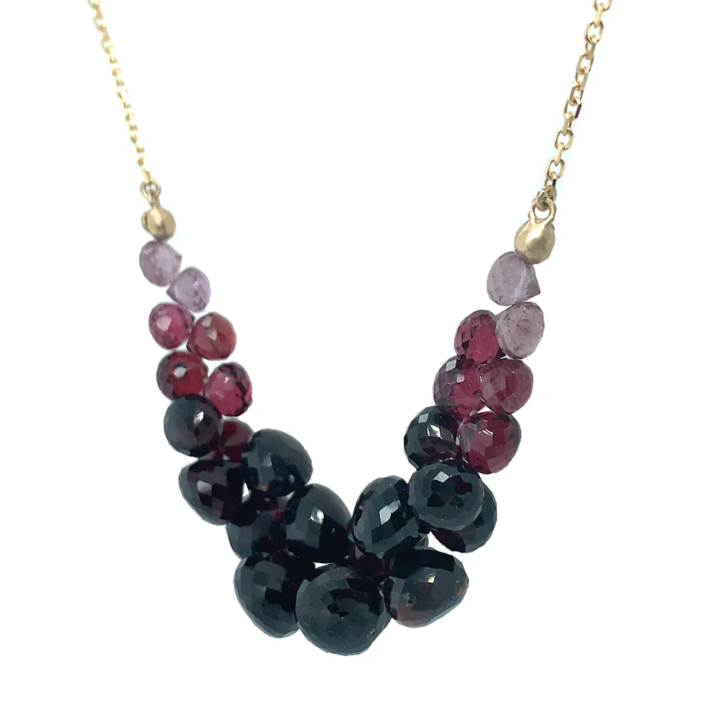 Almandine, Malaya, & Rhodolite Garnet Necklace - "Caviar Scoop" - Image 2