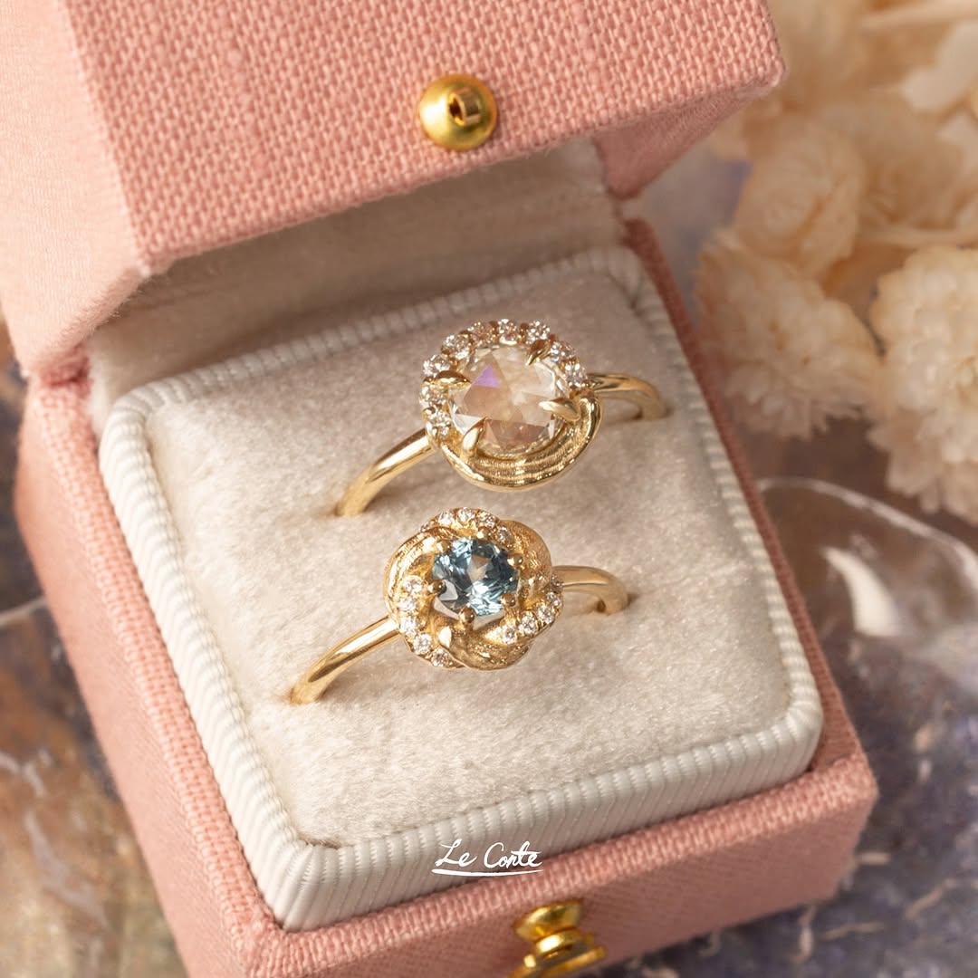 Rosecut Diamond & Yellow Gold Engagement Ring - "Renoir" - Image 2