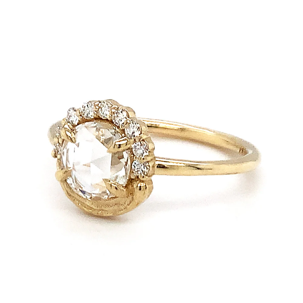 Rosecut Diamond & Yellow Gold Engagement Ring - "Renoir" - Image 3