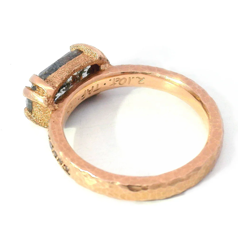 Salt & Pepper Rose Cut Diamond Ring - "Pink Stardust" - Image 4