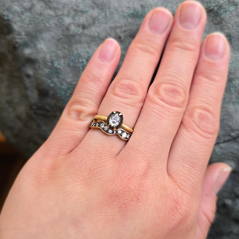 Gold Oval Solitaire Diamond Ring - Image 6